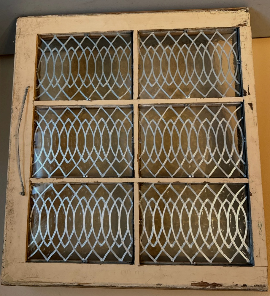 Antique Rectangular Leaded Stained Glass Window 21" x 24" UNIQUE Pattern