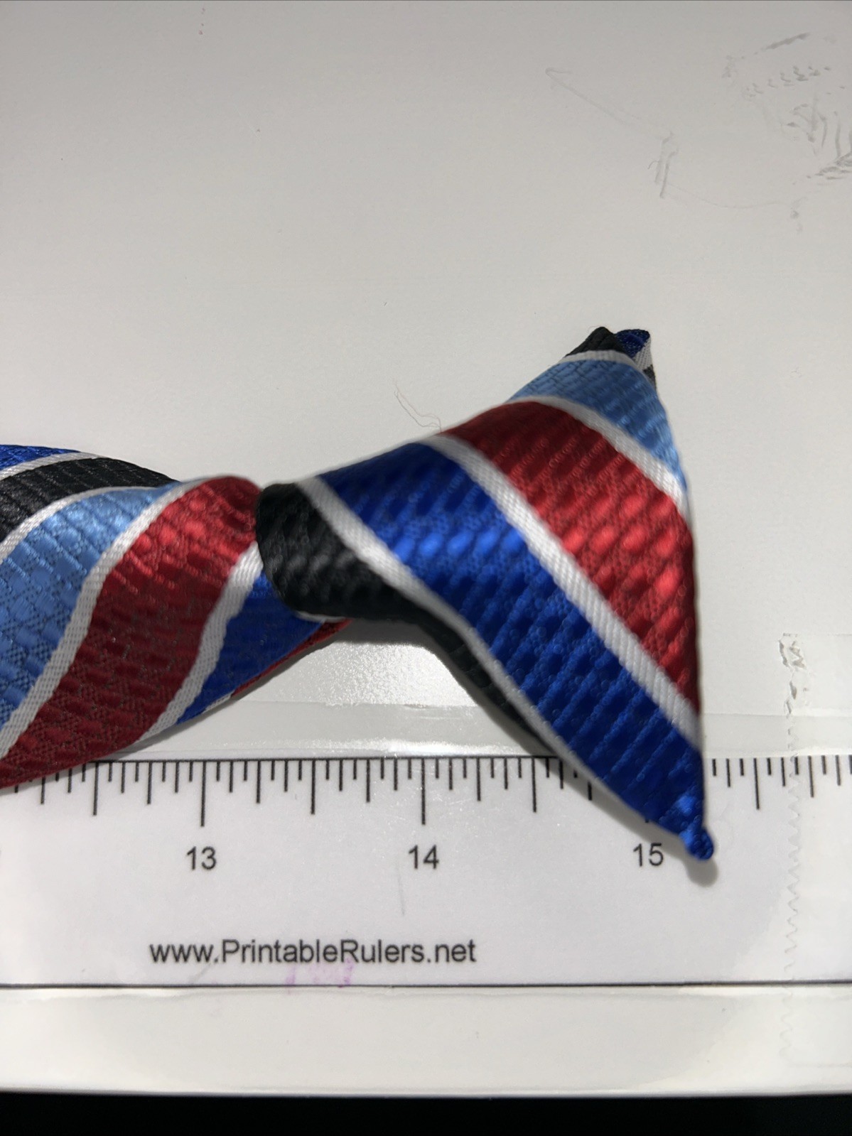 Boy’s Clip-on Tie Stripes Red White Blue Black 2.25 W X 15 L