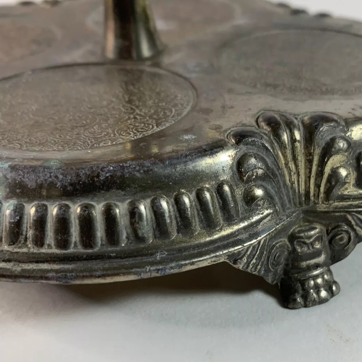 Antique Victorian Silver Plated Cruet Condiment Set Caddy Etched Glass Server