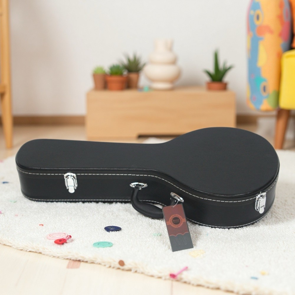 A-Style Mandolin Hardshell Case - Contoured Padded Lockable Black Finish