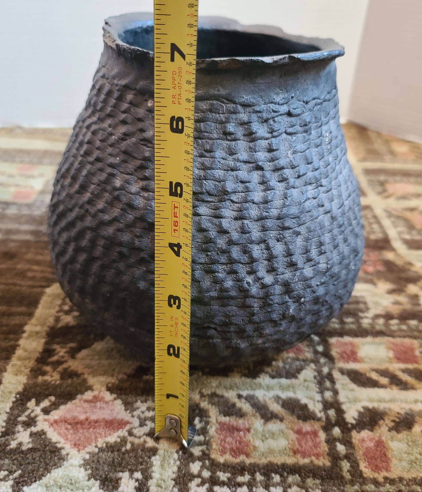 Ancient Anasazi Corrugated Olla Pot Jar Vessel 7" Tall Native American Artifact