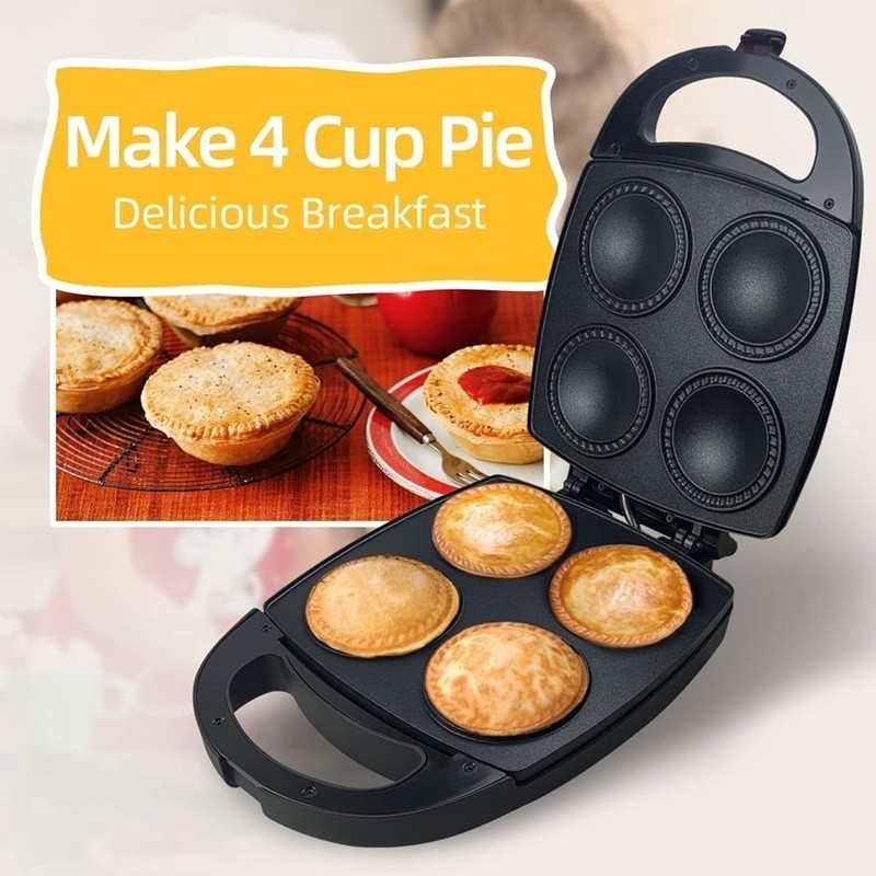 Mini Pie Maker Nonstick 4 Cup Quick Cooking Easy Clean Compact Kitchen Baker New