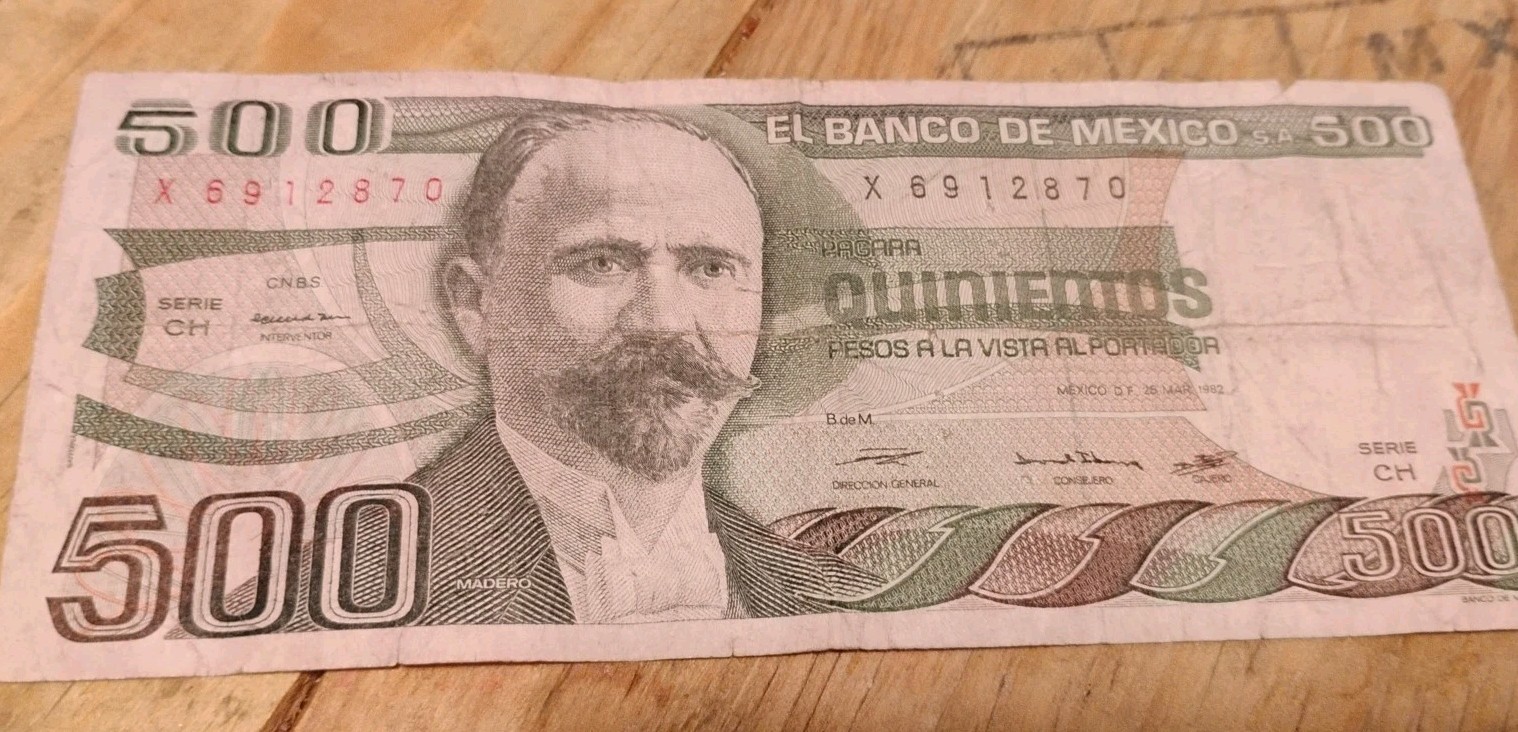Three Mexican bank notes