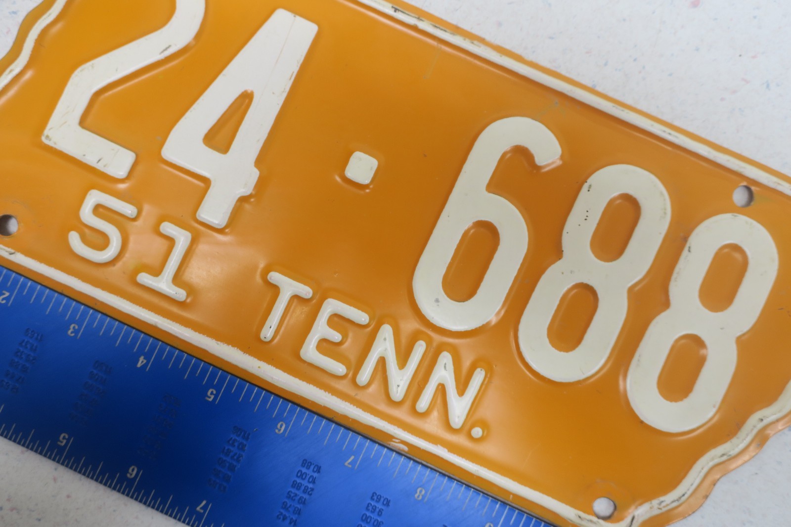 Tennessee License Plate Tag 1951 51 State Shaped Giles County 24-688 Original