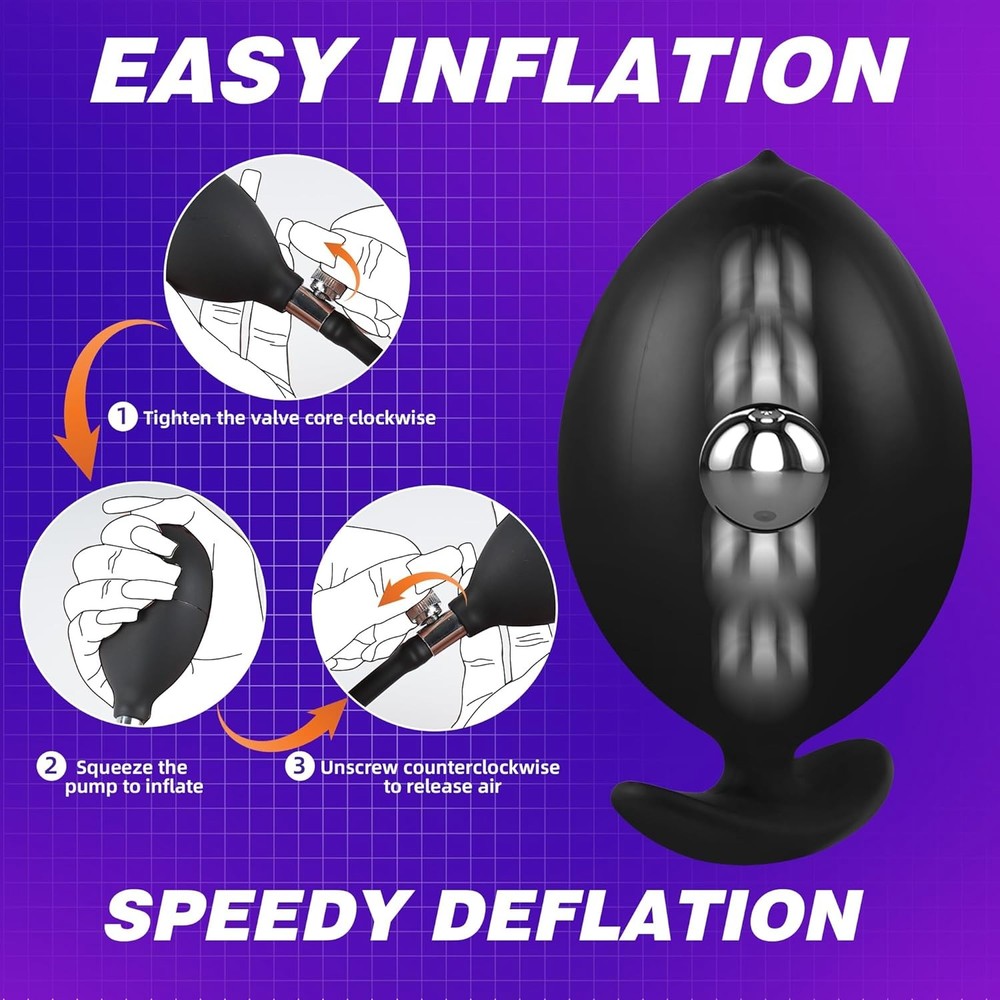 Magnetic Inflatable Butt Plug Large Butt Plug, Huge Buttplug Wearable Inflatable