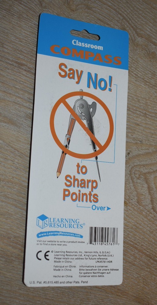 New Classroom SAFE-T Compass by LEARNING RESOURCES Draw 1/4"-10" Circles