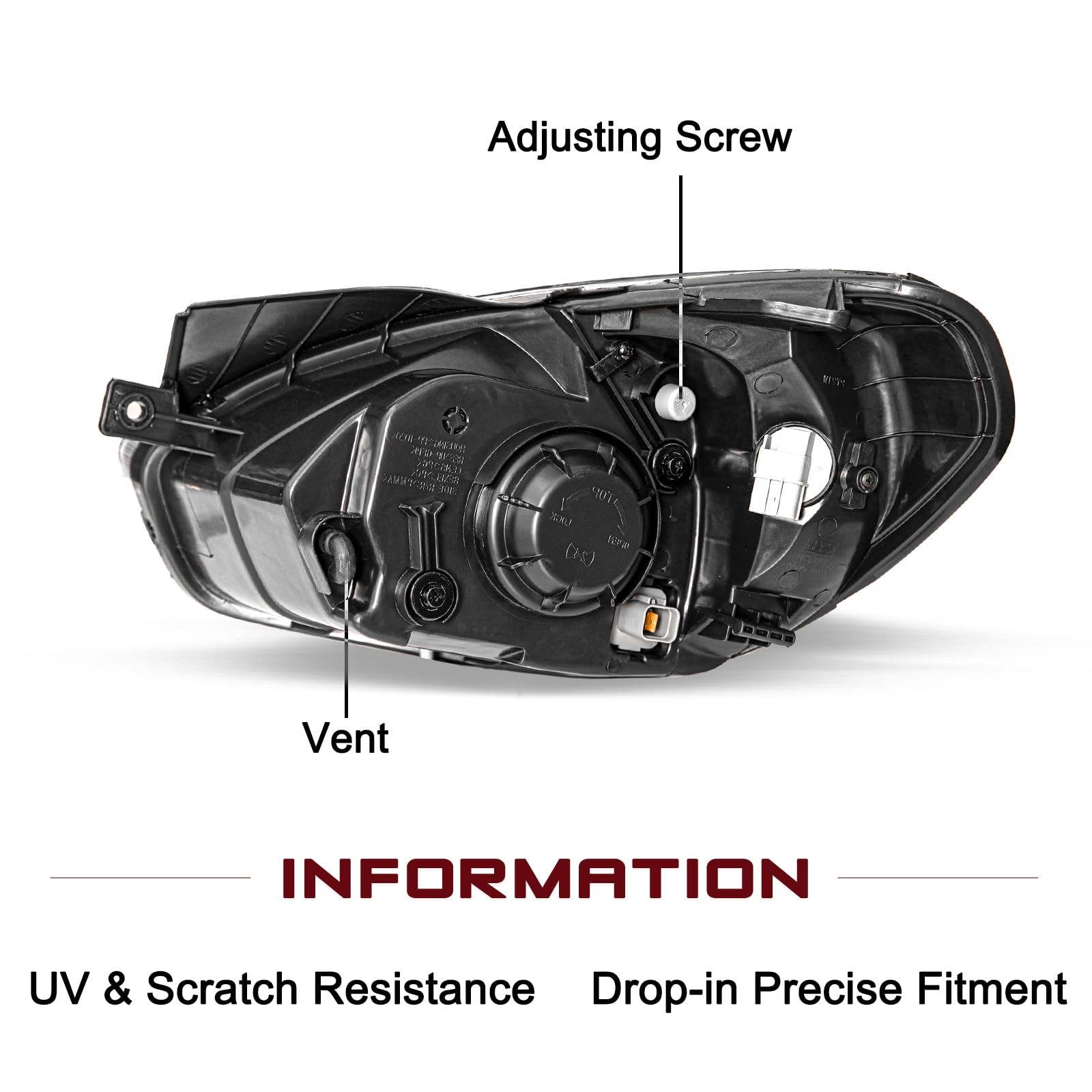 Headlight Assembly Compatible with 2007-2011 Hyundai Accent Replacement