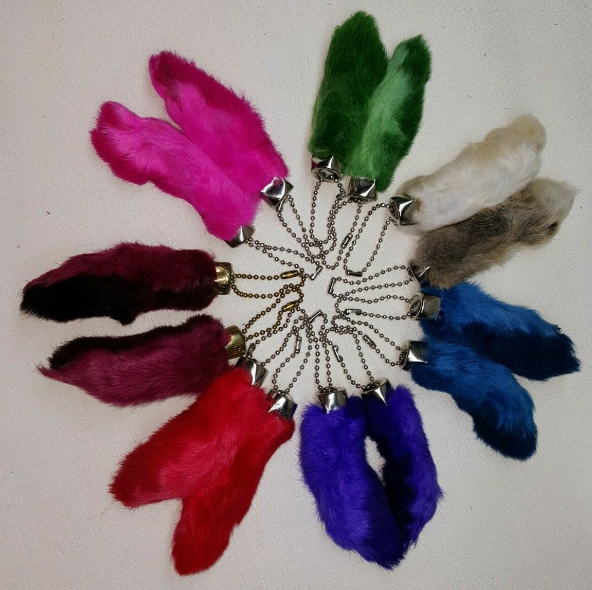 Large New Lucky Rabbits Foot Key Chain, Zipper Pull, Charm Choose Your Color