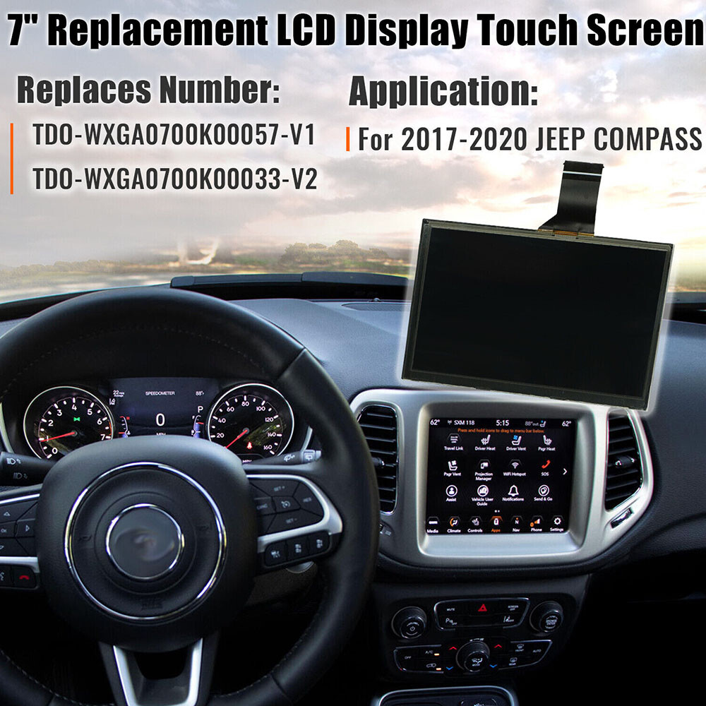 7" LCD Display Touch Screen For 2017-2020 Jeep Compass Radio Navigation Replace