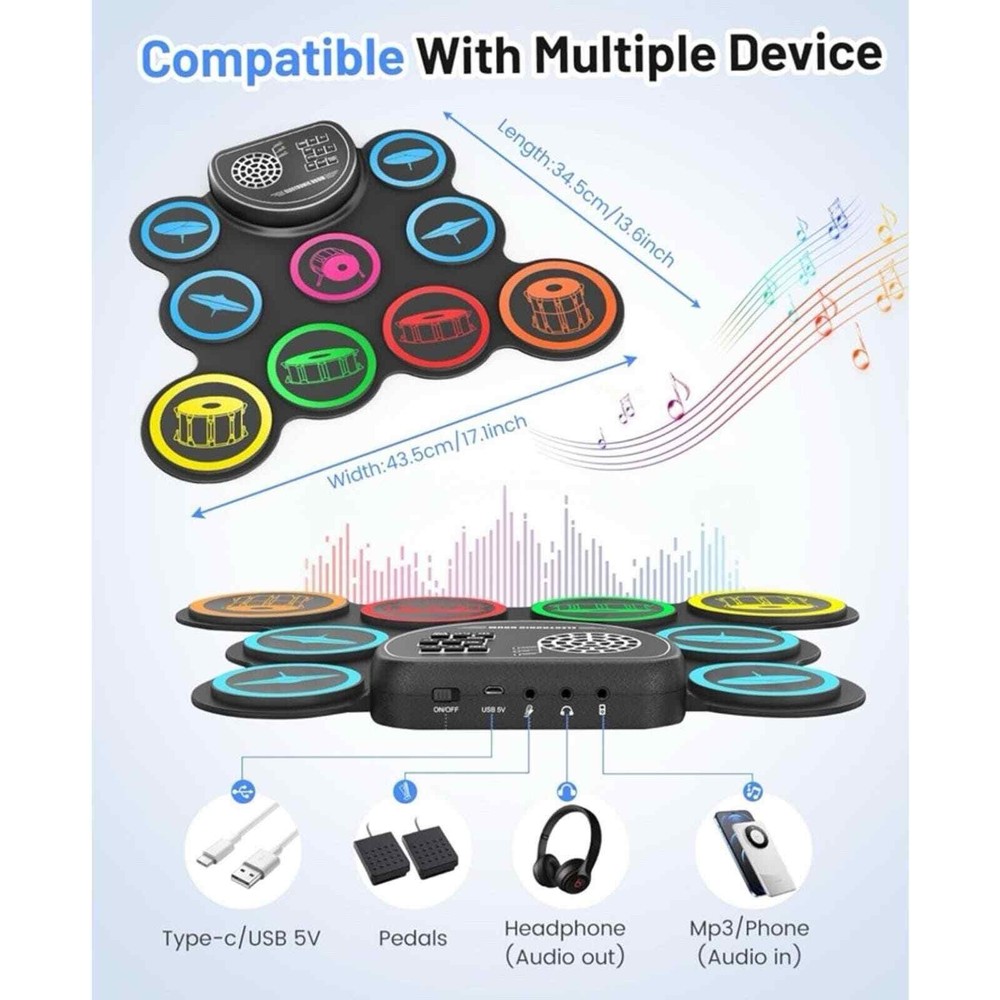 Electronic Drum Set Roll Up Portable Drum Kit