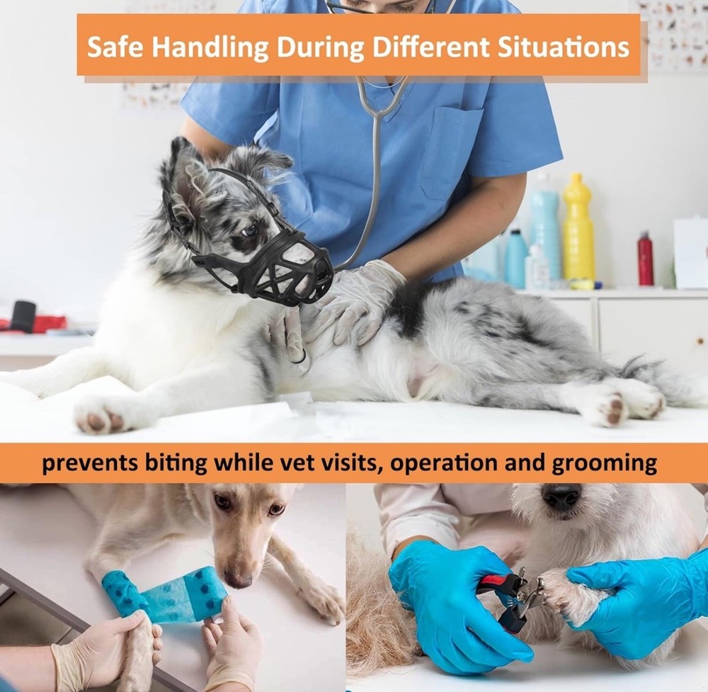 BARKLESS Dog Muzzle, Basket Muzzle for Biting, Chewing and Scavenging Size M