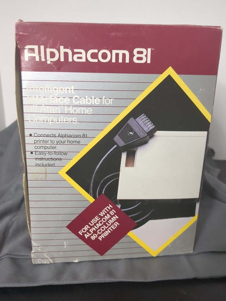 VINTAGE Alphacom 81 Dot Matrix Printer Cartridge Atari Interface Cable in boxes
