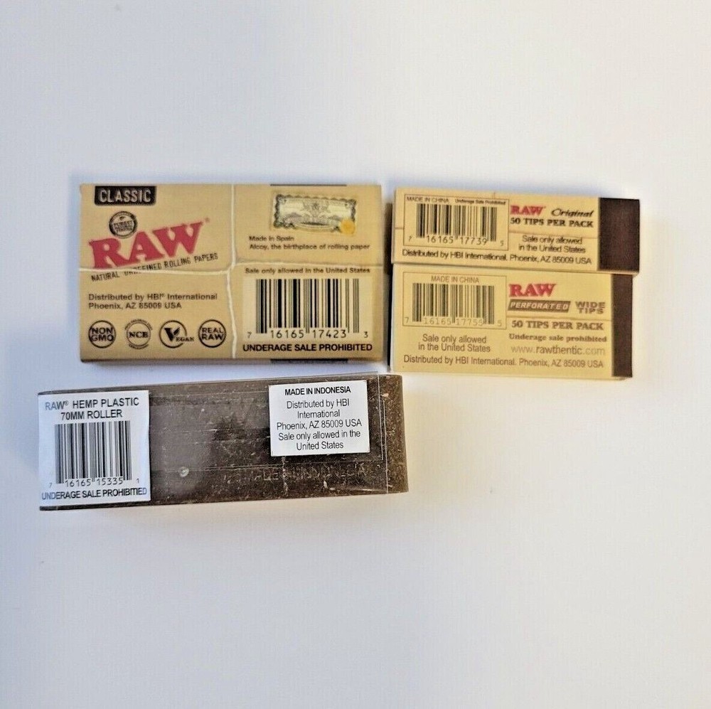 RAW Classic Single Wide Papers+ Rolling Machine+Wide & Original Tips 4 PC Bundle