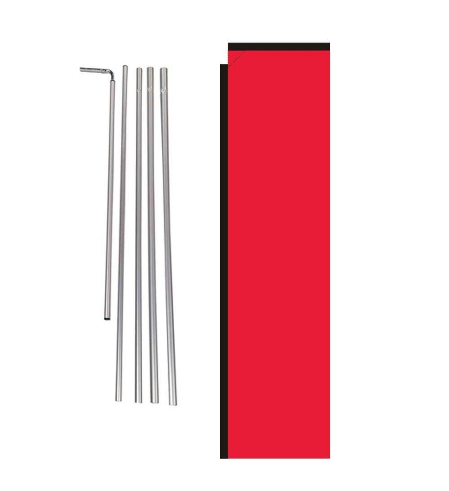 Solid Red Colored 15' Advertising Rectangle Feather Banner Flag w/ pole+spike