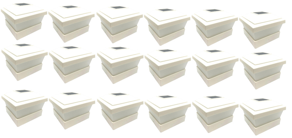 18 Pack LED White Vinyl 5"X5" Solar Powered Post Deck Cap Square Light WF