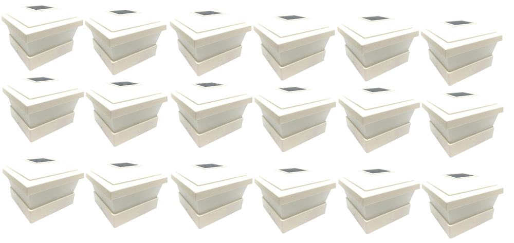 18 Pack LED White Vinyl 5"X5" Solar Powered Post Deck Cap Square Light WF