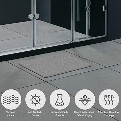 YIDAN Diatomite Bath Mat - Non-Slip, Fast Drying, Grey