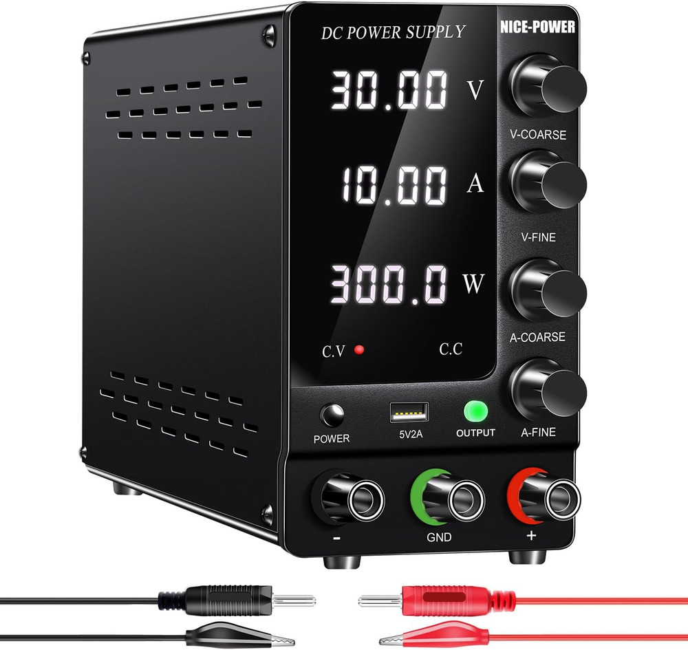DC Power Supply Variable 30V 10A, Adjustable Switching Regulated DC Bench Power