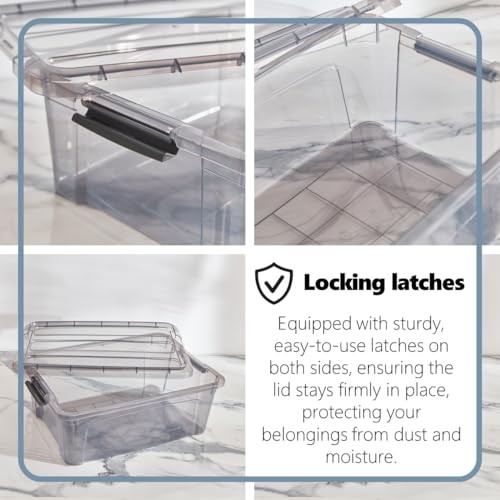 12.5 Quart Storage Bins with Lids, Plastic Storage Containers with Latching