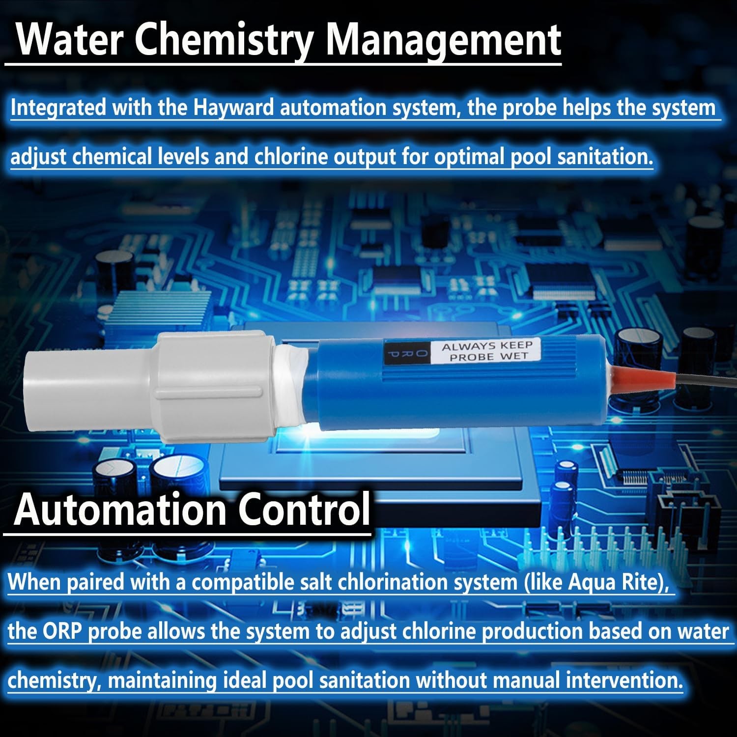 For Hayward Sense and Dispense ORP Probe PH Probe GLX-Probe-ORP or GLX-Probe-PH