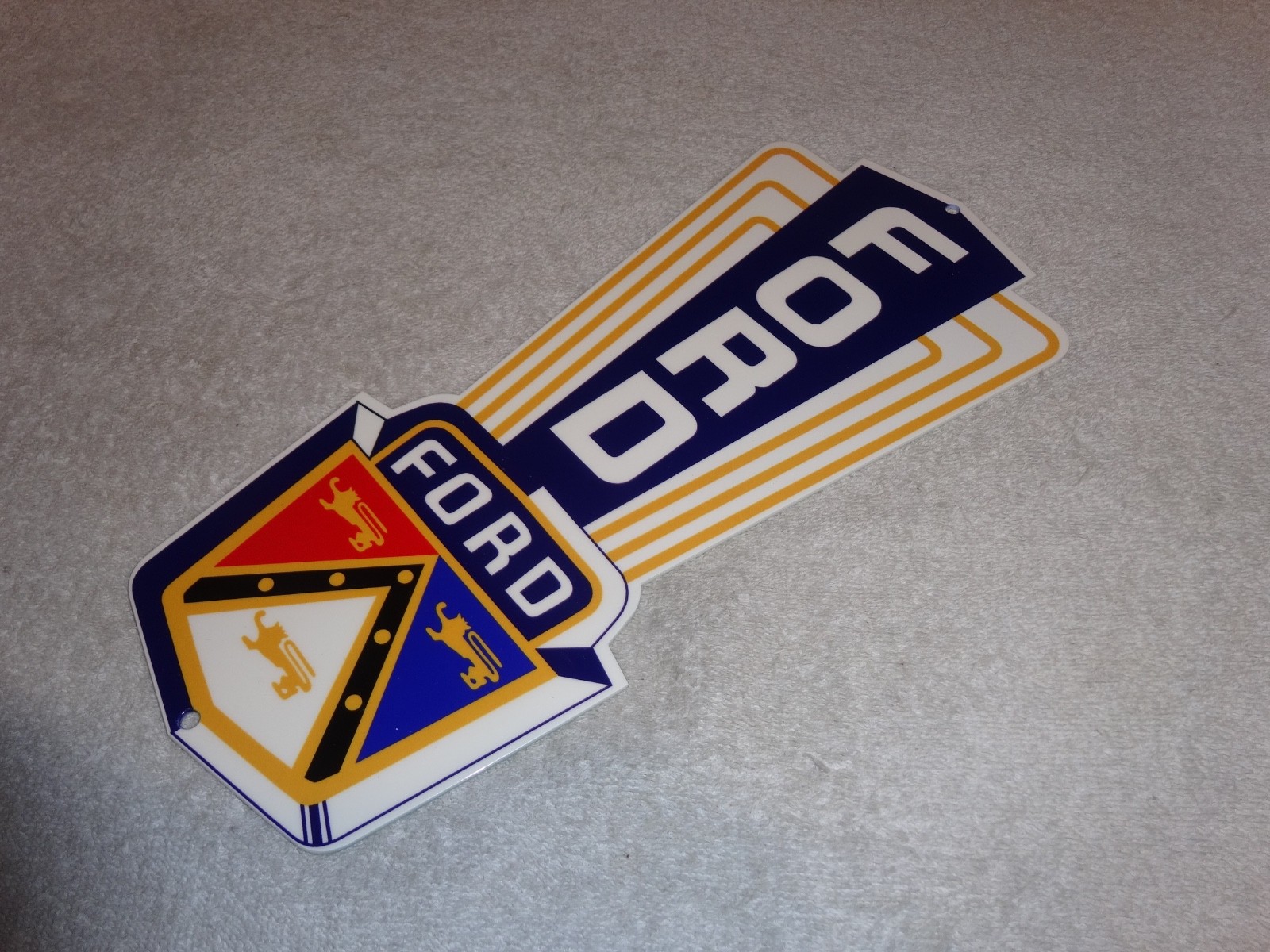 VINTAGE FORD JUBILEE DIECUT CAR & TRUCK DEALER 13" BAKED METAL GASOLINE OIL SIGN