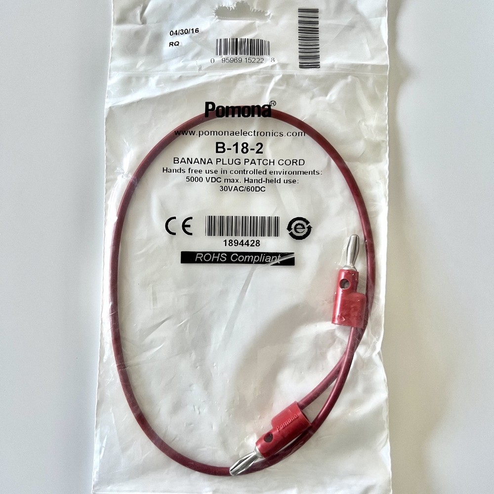 2PCS Pomona B-18-2 Red Banana Plug Patch Cord