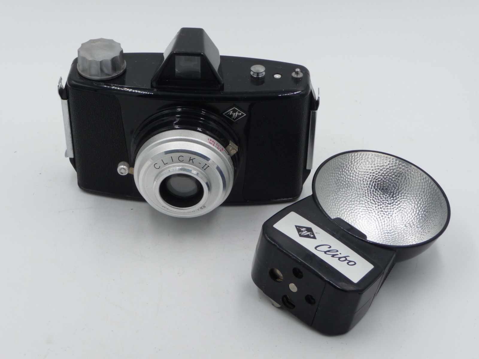Agfa Click II with Clibo flash and cases