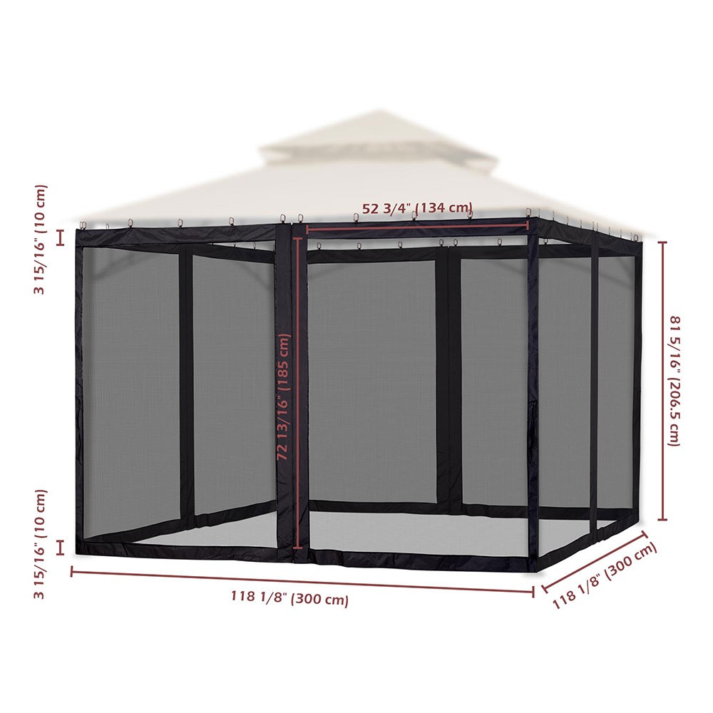 Yescom 10x10ft Gazebo Replacement Mosquito Netting with Zipper for Canopy
