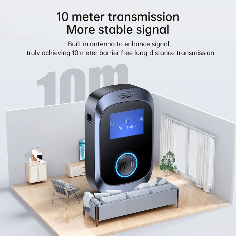 AUX Bluetooth-compatible 5.4 Adapter Car Audio Send Receive 2-in-1 with Screen