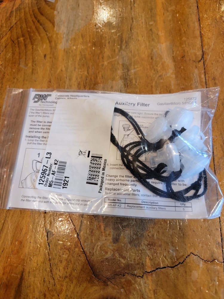 BW Technologies Honeywell M5-AF-K2 Auxiliary pump filter 5pk E1