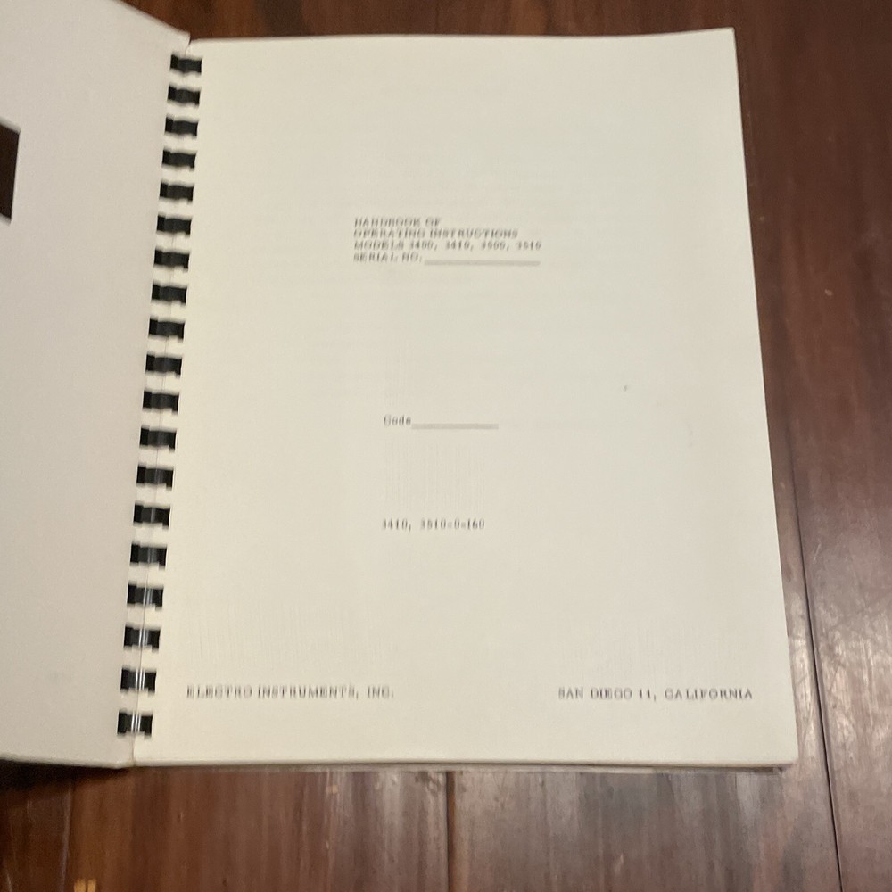 Electro Models 3400, 3410, 3500, 3510 Handbook Operating Instructions