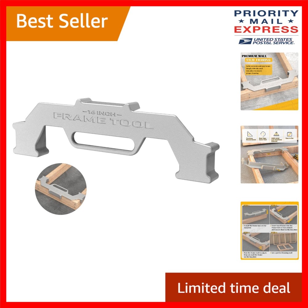 Efficient Wall Framing Tool - 16 Inch Aluminum Stud Jig for Professionals