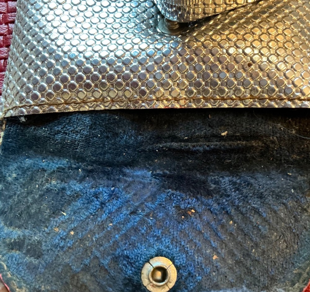 VTG Silver Colored Rosary And Card Wallet Snap Button Case