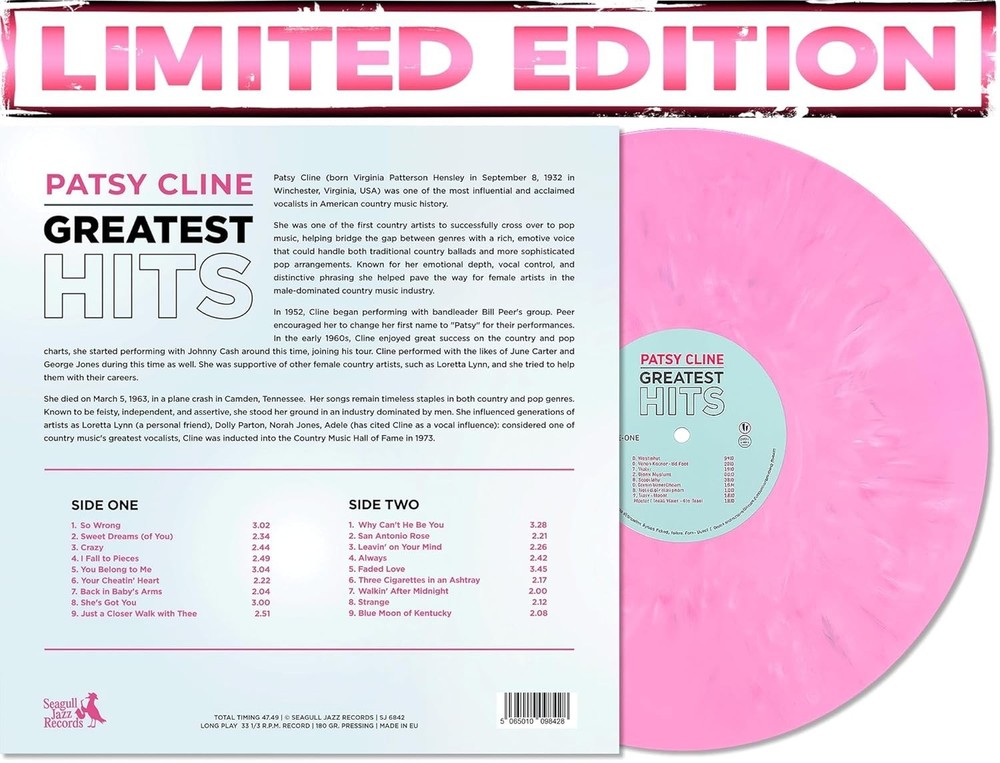 Patsy Cline - Greatest Hits LP 12" Colored Vinyl Record - Limited Edition