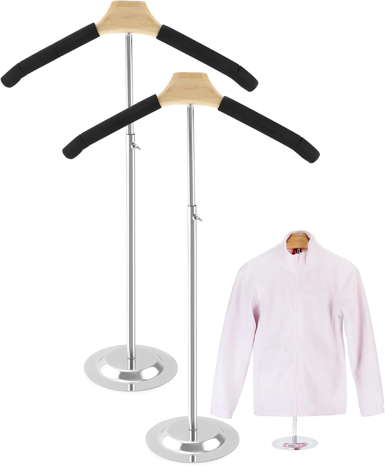 Adjustable Metal T-Shirt Display Stand, 2 Pack Foam & Wire Clothes Hanger Rack -