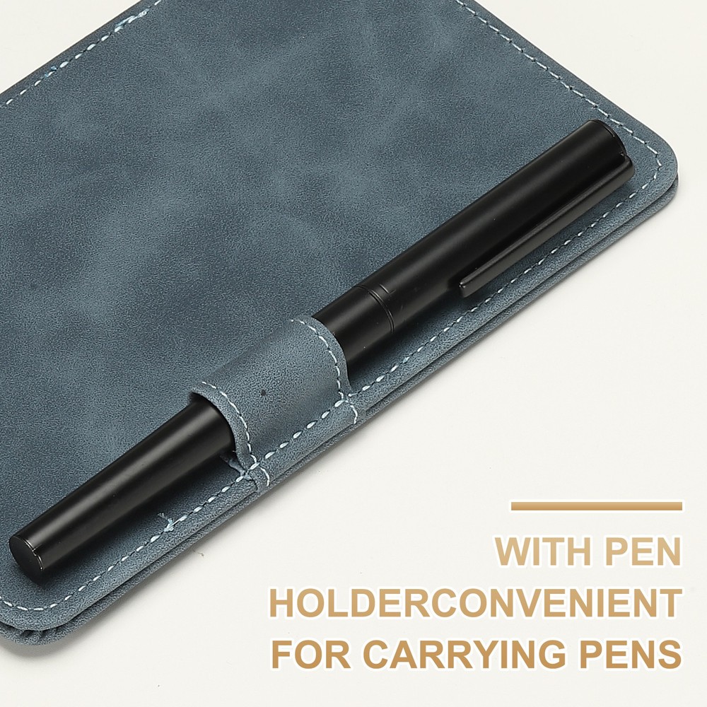 A5 PU Leather Notepad, 4"x6" With Magnetic Closure, Blue