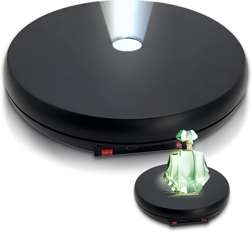 Motorized Rotating Display Stand with LED Light , 10 Inch /55Lbs Load, 360 Degre
