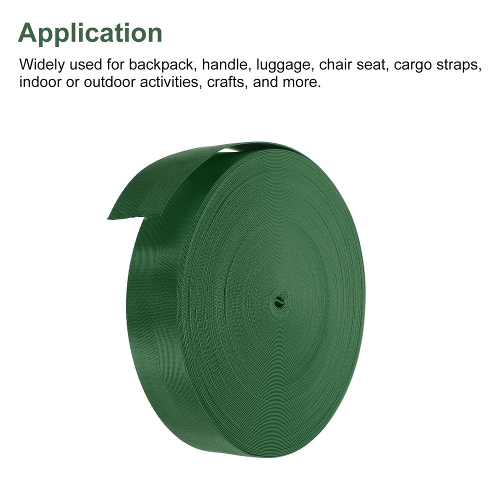 Flat Nylon Webbing Strap 2 Inch 50 Yards Green for Backpack