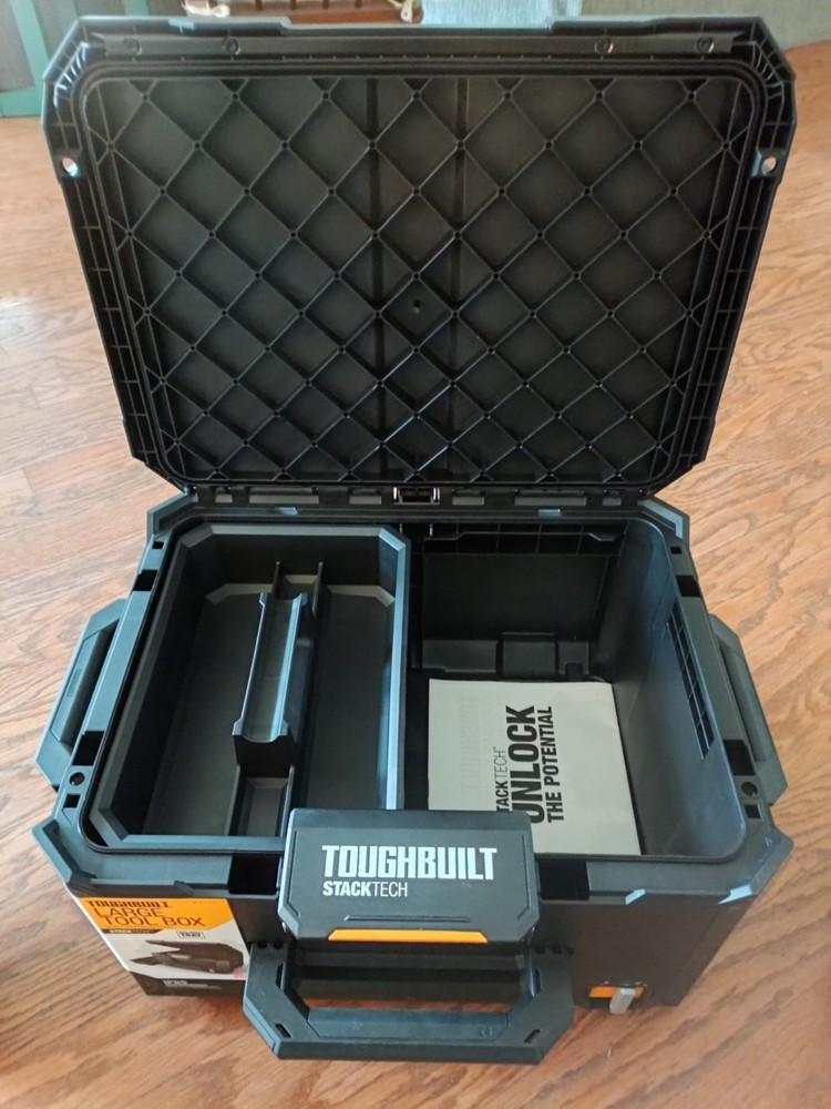 TOUGHBUILT StackTech Large Tool Box 100lb High-Impact Plastic Lockable