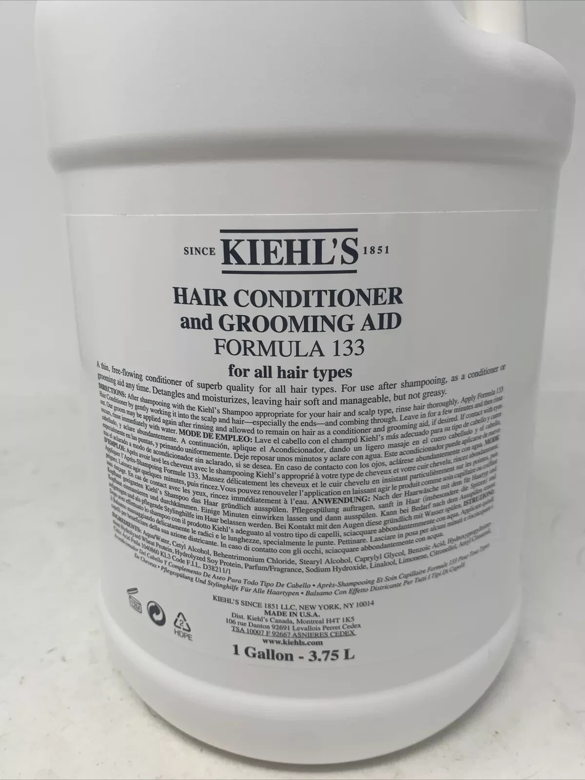 KIEHL'S Hair Conditioner and Grooming Aid Formula 133 1 Gallon (3.75 L) NEW