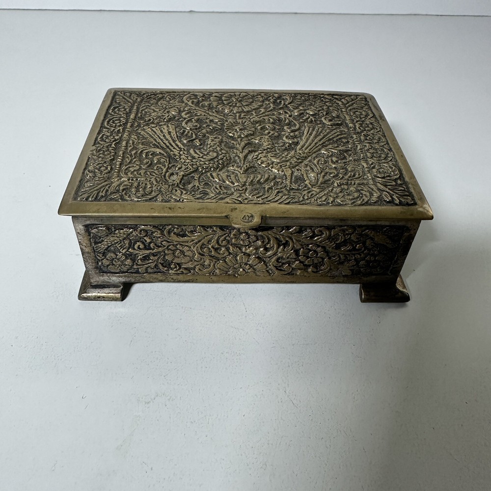 Vintage Brass Engraved Cigarette Box Case
