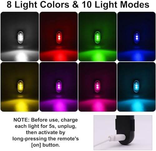 4 Pack Wireless LED Strobe Lights Remote 8 Colors USB