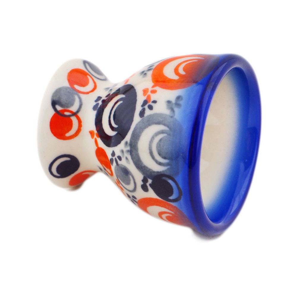 Polish Pottery Egg Holder 2" Red Peacock Eye