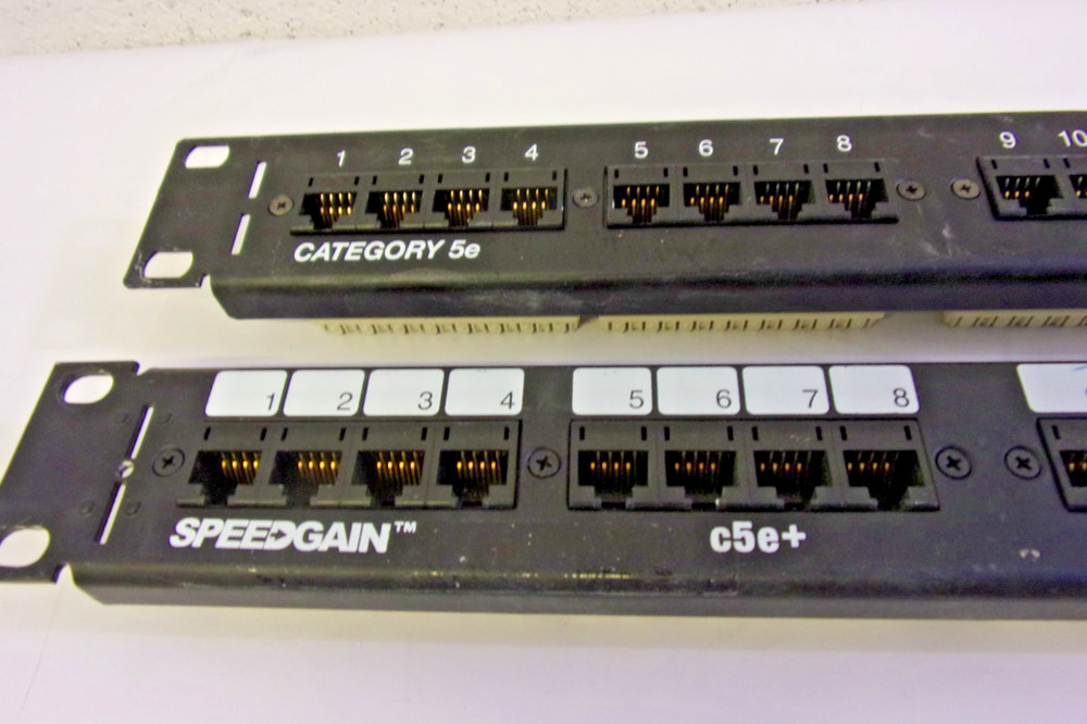 (2) 24 Port Data Patch Panel. Cat 5e RJ45 Rack Mount 1U