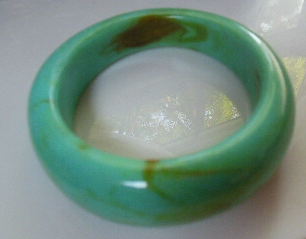 Thick Teal/Brown Marbled Bangle Bracelet