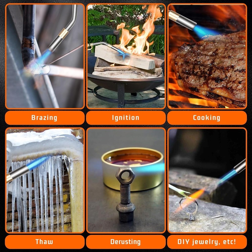 High Intensity Propane Torch Head with Trigger Start for Safe Welding & Cooking