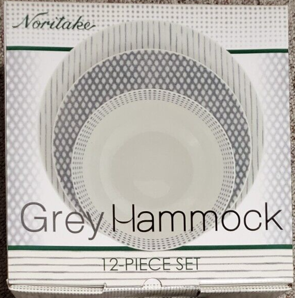 Noritake Hammock 12-Pc Porcelain Dinnerware Set, Grey