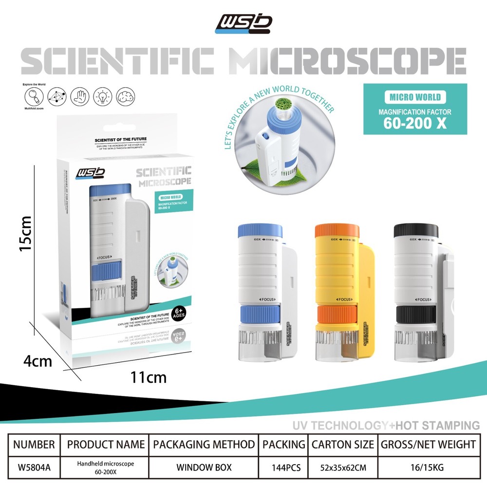 Mini Pocket Microscope for Kids Adults 300x Handheld Protable Microscope Gift