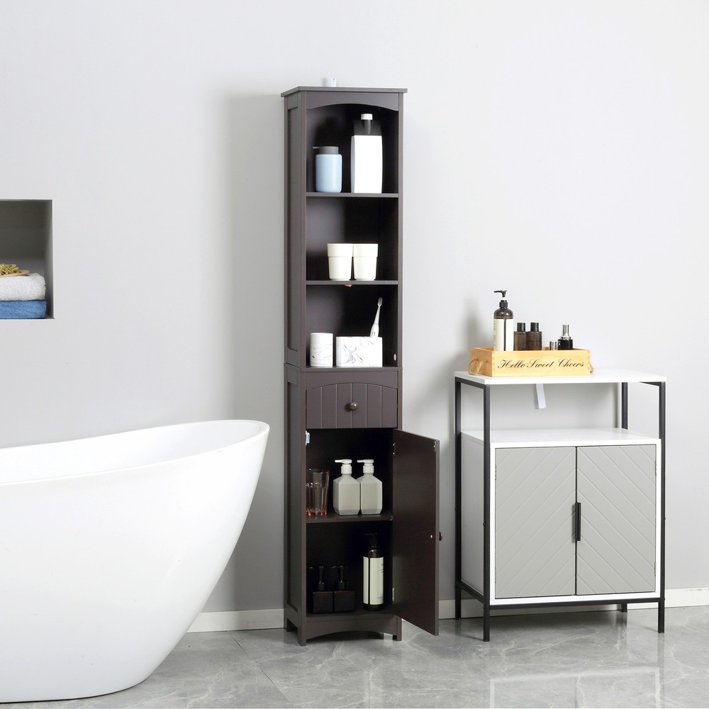 Bathroom Cabinet Ample Storage Space with Three Level Open Shelves
