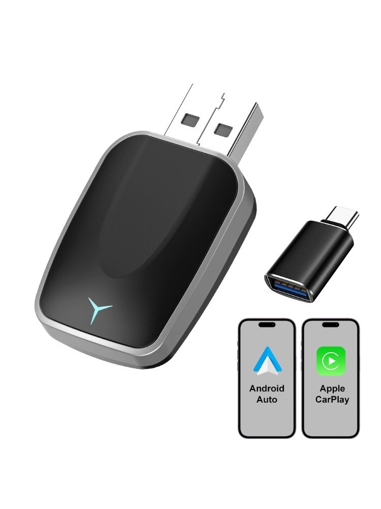 2 in 1 Car Auto Wireless Apple Carplay & Android Auto USB Adapter Plug & Play